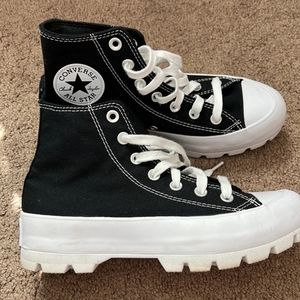 Converse Black Platform High Top Chuck Taylor All Star Lugged Sneakers 7